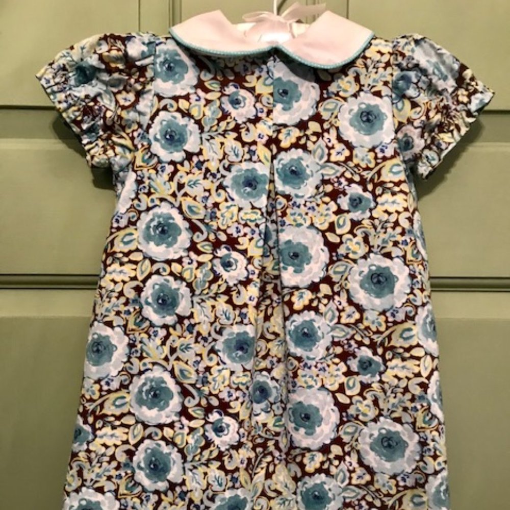 Red Beans SZ 4 Light Blue/Choc Brown Dress EUC